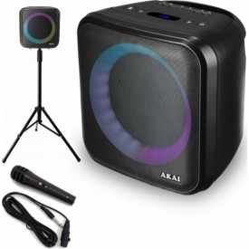 Akai ABTS-S6 Φορητό ηχείο Bluetooth karaoke με τρίποδο, USB, TWS, LED, micro SD, Aux-In, Aux-Out και ενσ. μικρόφωνο – 20 W - AKAI