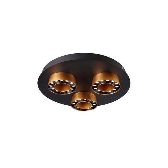 Sun Light Μοντέρνα Μεταλλική Πλαφονιέρα Οροφής με Ενσωματωμένο LED σε Μαύρο χρώμα 40cm