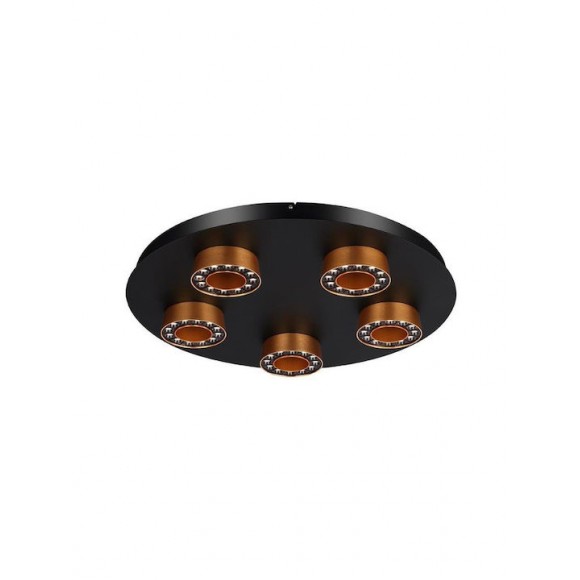 Sun Light Μοντέρνα Μεταλλική Πλαφονιέρα Οροφής με Ενσωματωμένο LED σε Μαύρο χρώμα 60cm